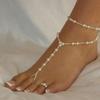 Европейская и американская мода Двухслойный пляжный браслет на ногу и набор колец для пальцев ног с жемчугом
