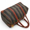 Auth FENDI Pecan Striped Boston Bag Brown PVC Leather Women’s fe5617cc