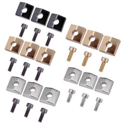 3-Piece Electric Guitar Locking Nut Clamp & Screw Suit Tremolo Bridge Replacement Parts (Silver, Black)