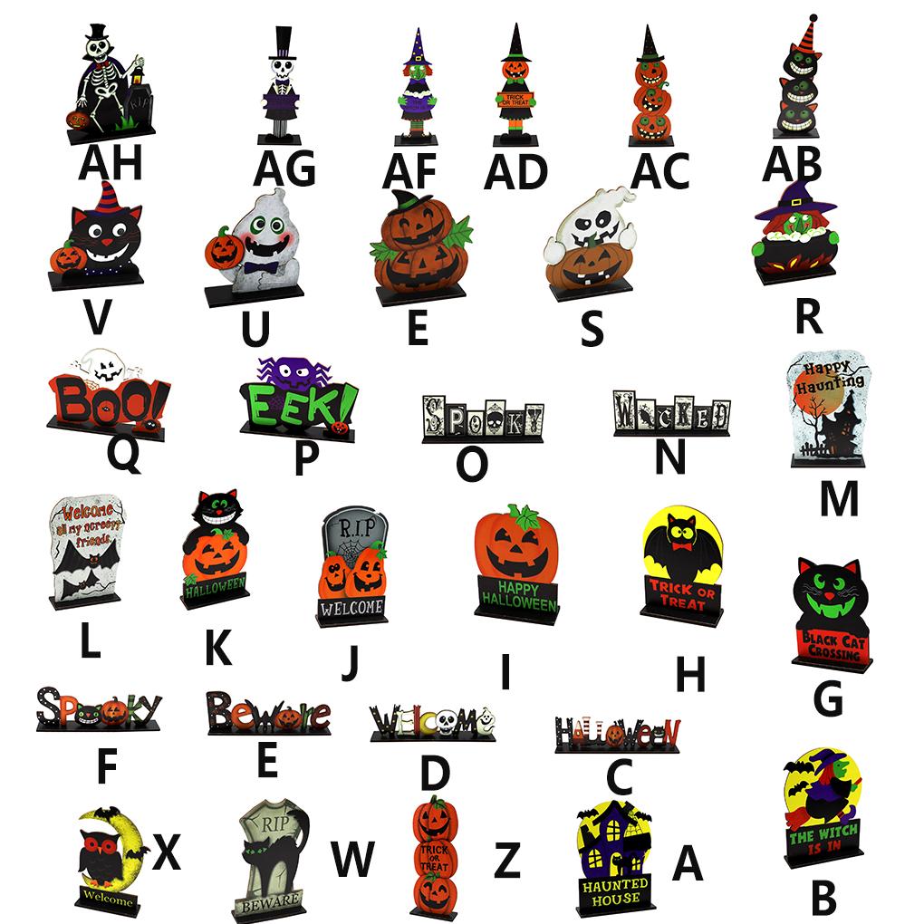 Декор деревянного стола Хэллоуин Животные Тыква Красочный Фестиваль Приветственный Знак Искусство Ремесло Дом с Держателем для Садовой Вечеринки