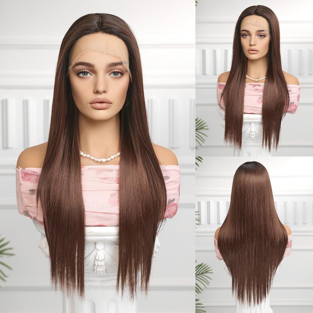 ALAN EATON Длинные синтетические прямые омбре пепельные платиновые блонд парики на шнуровке для женщин, косплей, вечерние волосы высокой плотности, термостойкие