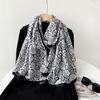 New Camellia Printed Design Scarf Literary and Elegant Breathable Sunscreen Shawl Emulated Silk Mid-length Style