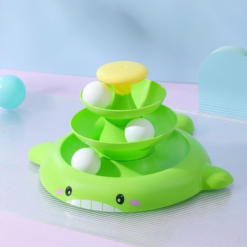 Интерактивная игрушка для кошек для домашних кошек, 3-уровневая башня, игрушка-вертушка, трек с 3 мячиками и забавная дразнилка для кошек