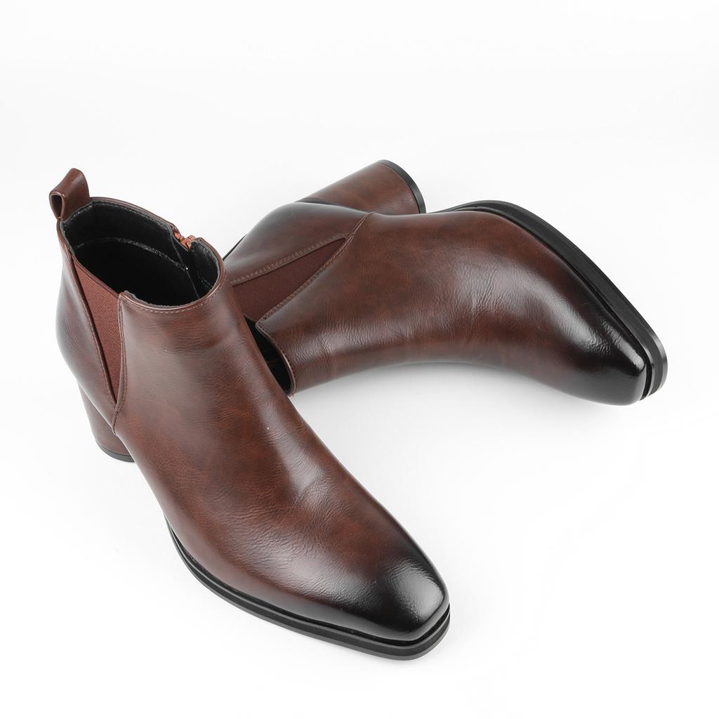 Мужские ботинки челси, модные, деловые, увеличивающие рост, мужские ботинки на высоком каблуке, ковбойские сапоги