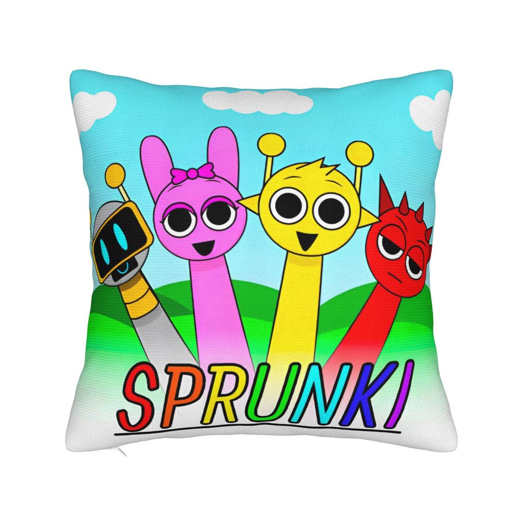 Игровые квадратные наволочки Sprunki Мультяшная наволочка для подушки Модная полиэстеровая декоративная наволочка для автомобиля 45x45см