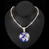 Hip Hop Earth Pendant With Full Rhinestone Inlay Alloy Necklace Men Cuban Chain Layering Style