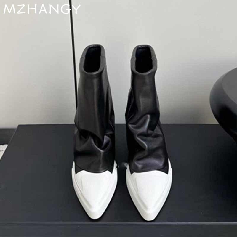 Мода остроносые балетки женские ботильоны дизайнерская мода кожаные туфли женские 2024 тренд зимние прогулки повседневные челси ботинки женские