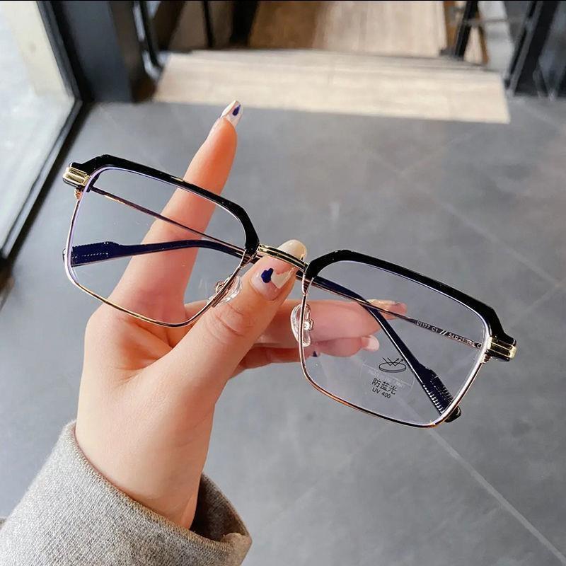Classic Business Style Large Frame Anti-Blue Light HD Reading Glasses Retro Square Frame Universal Glasses for Middle-Aged and Elderly