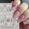Nail Art Stickers Ins Hot Stamping Red Begonia Flower Cherry Blossom Daisy 3D Adhesive Nail Stickers