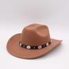 Джазовая шляпа с шерстяным краем Однословная шляпа джентльмена Западный сезон Мужская и женская Шляпа-цилиндр с широкими полями