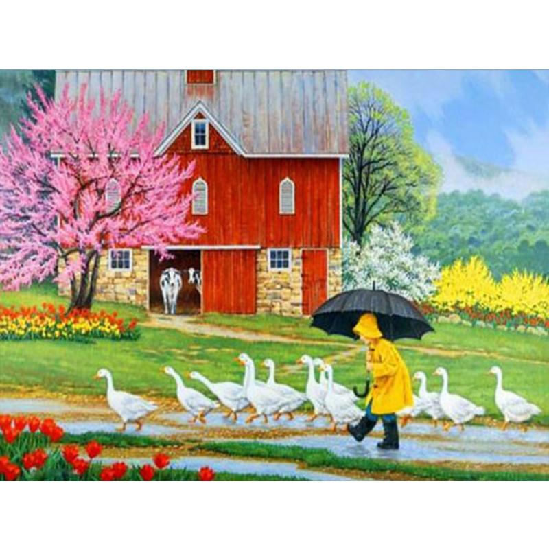 Полный Алмазная вышивка Дом Ремесло Комплект 5D DIY Алмазная картина Пейзаж Вышивка крестом Ферма Украшение дома