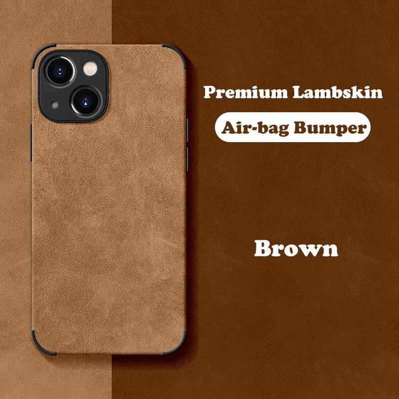 Ударопрочный Матовый Кожаный Чехол из Кожи Ягненка для iPhone 16 15 14 13 12 11 Pro X XR XS Max 7 8 Plus Мягкая Тканевая Винтажная Обложка