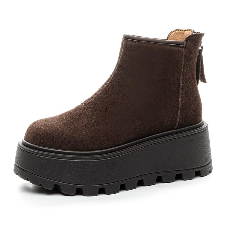 New Autumn and Winter Versatile Height-increasing Short Boots Women's Small Muffin Women's Boots Velvet Thick-soled Martin Boots