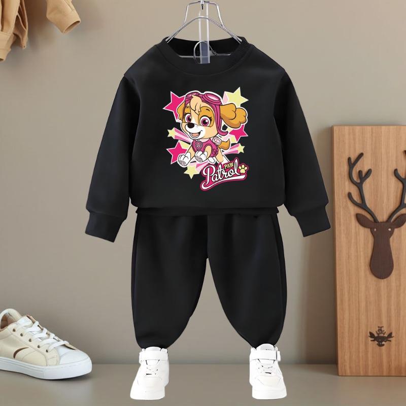 PAW PATROL Cartoon Printed Girls O Neck Hoodies and Long Pant Two Piece Sets Kids Casual Sweatshirts Set Children's Tracksuit