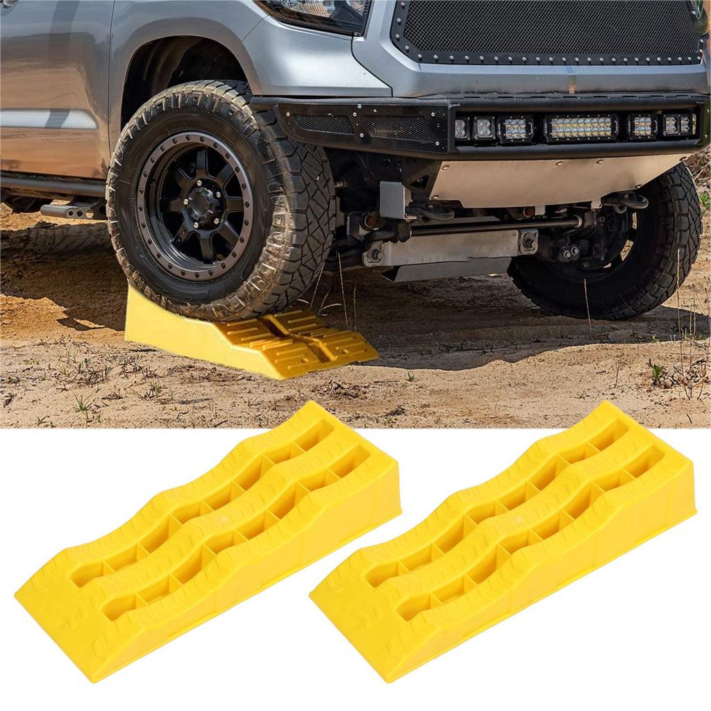 1 Pair RV Leveling Ramps 3 Stage Yellow Trailer Camper Wheel Chocks for Stabilizing Uneven Ground an