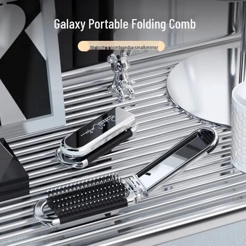 Portable Folding Comb and Mirror Set for Women - Compact Travel Size for Smooth Hair