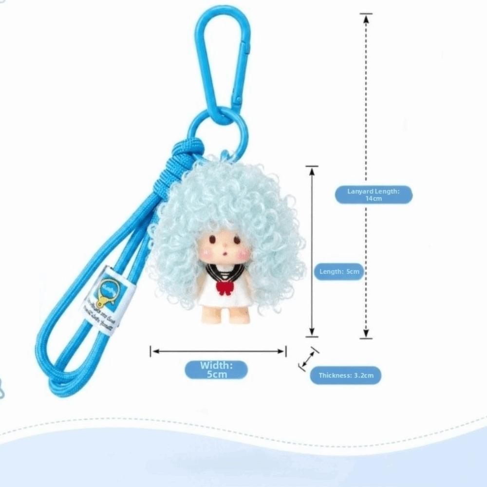 Cartoon Curly Hair Doll Keychain Pendant Soft Doll Bag Charm Trendy Doll Keychain Party Favors