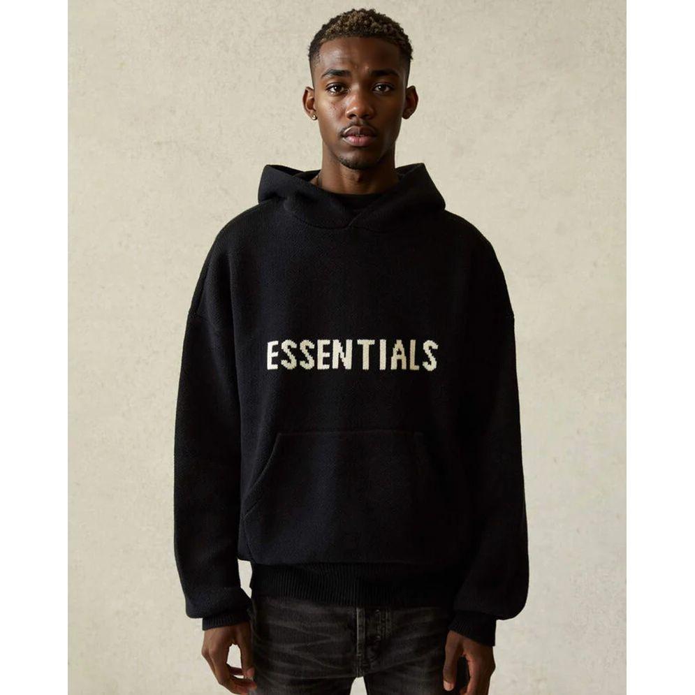 Fear of God Essentials SS21 Knit Pullover With Logo Unisex Tops Black FOG-SS21-625