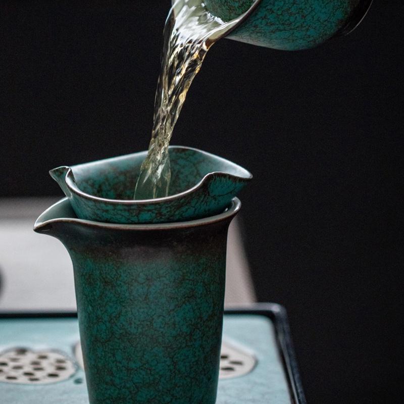 Бирюзово-зеленая глазурь Набор ситечек для чая Японский керамический заварочный чайник Грубая керамика Чайный сепаратор Фильтр Сетка Чайные аксессуары Набор воронок