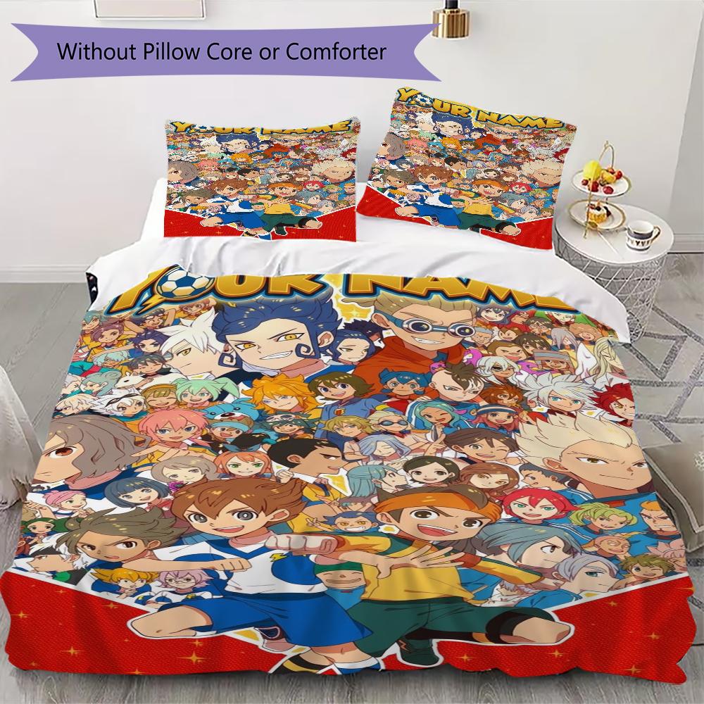 Custom Name Inazuma Eleven Pattern Bedding uilt Set uilt Cover Pillowcase Home Decoration Birthday Gift (1*duvet cover+2*pillowcase without core)