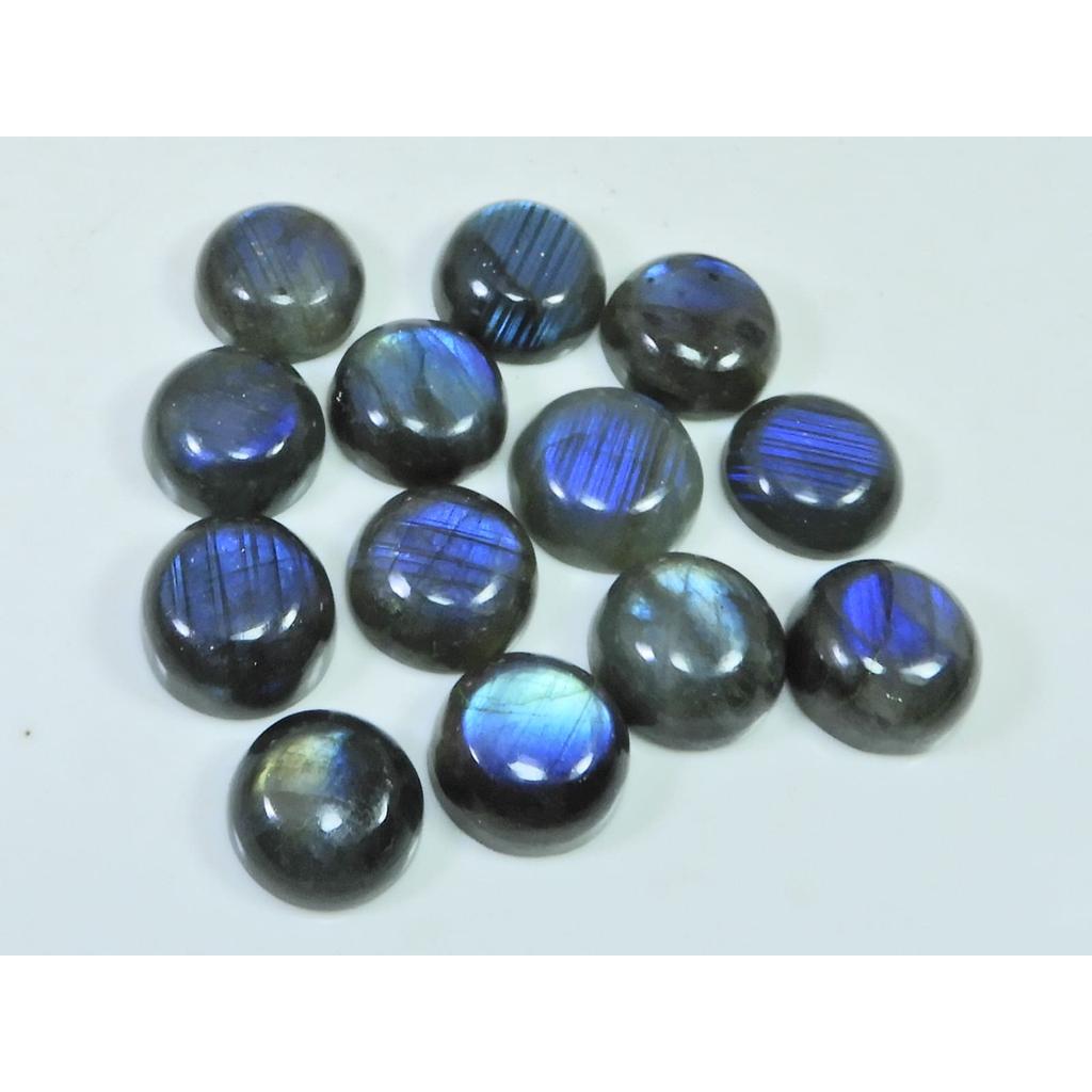 13X13MM Natural Labradorite Blue Round Cabochon Loose Gemstone 13Pcs Lot C-1034