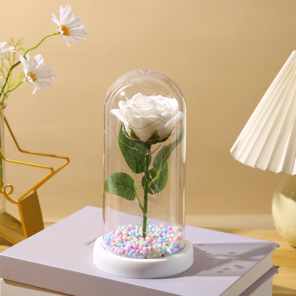 Valentine's Day immortal flower glass cover gold foil rose romantic bouquet ornament couple new year birthday gift
