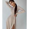 Women's Autumn and Winter Irregular Sexy Split Hip High Waist Midlength Dress