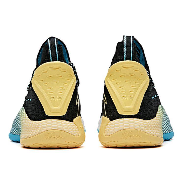 Anta KT5 Thompson PU Shock Absorption Non-Slip Wear-Resistant Mid-Top Basketball Shoes Men Basketball Shoes Black Blue Yellow 112021102-2