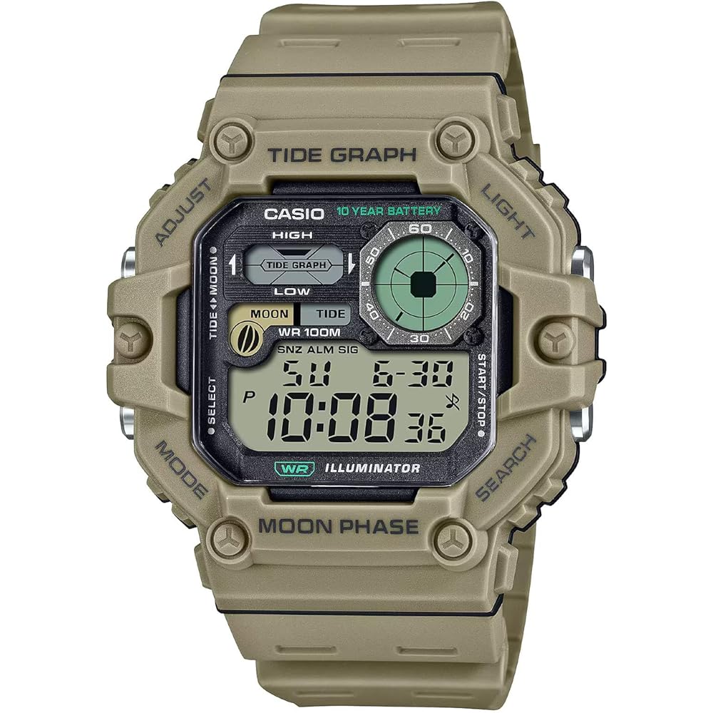 Casio WS-1700H-5AVDF Tide Chart Watch Brown Unico Strap