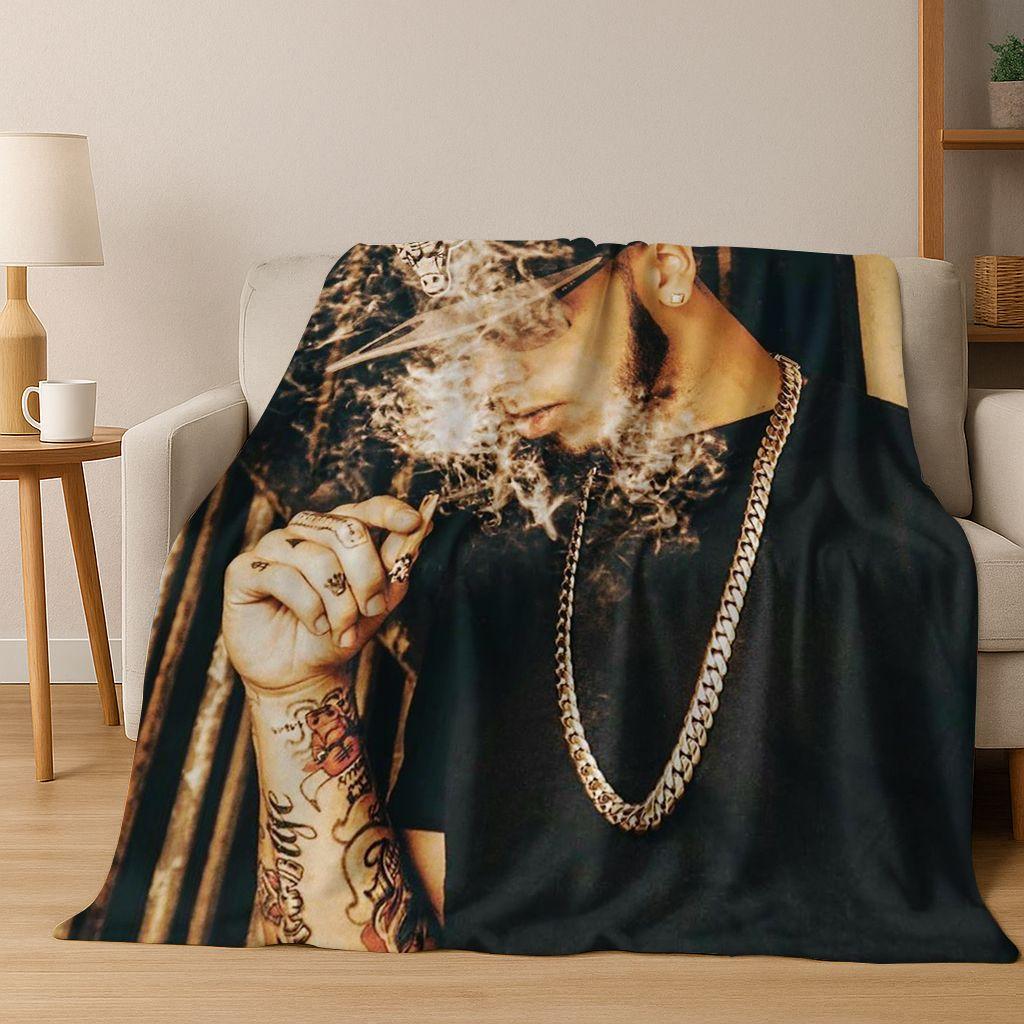 Бесплатное одеяло из фланели со звездой рэпера Anuel AA, хип-хоп исполнителя, мягкое, теплое, плед для спальни, гостиной, кровати, кемпинга, пикника, подарок