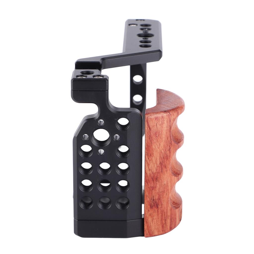 JLwin Camera Cage with 3 8in Locating 1 4 in Threads Cold Shoes Wooden Handle Video Camera Cage Rig for ZV E10