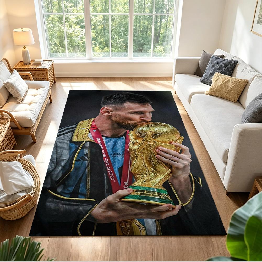 Football Messi Area Rug Suitable for Balcony Dormitory Playrooms Study room Antislip Carpet Anime Office Decor Birthday/Christmas Gift