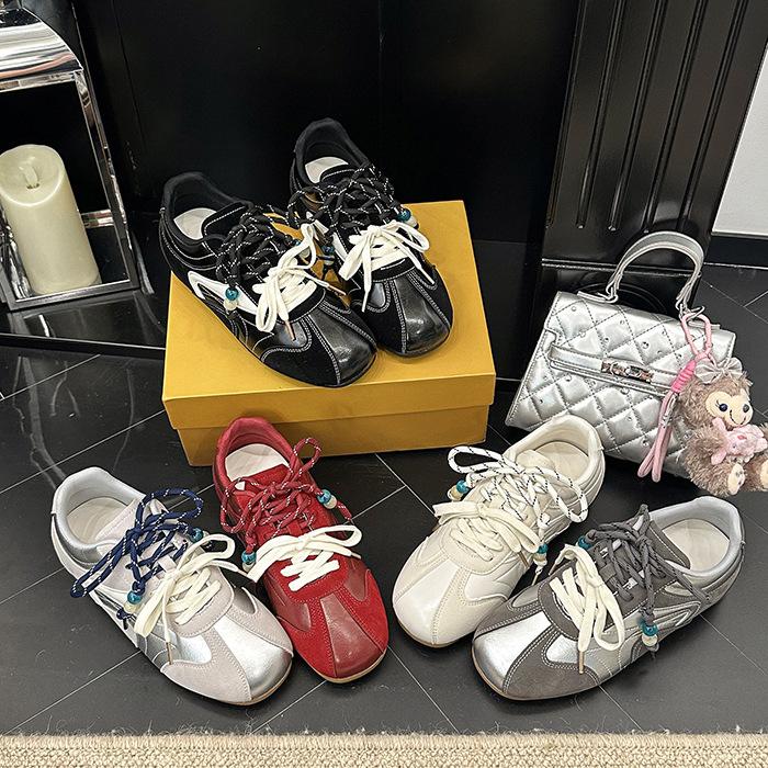 [Fanfna] Универсальные немецкие тренировочные кроссовки для женщин, новинка осени 2025, с бусинами, нишевый дизайн, повседневные кроссовки в стиле Форреста Гампа