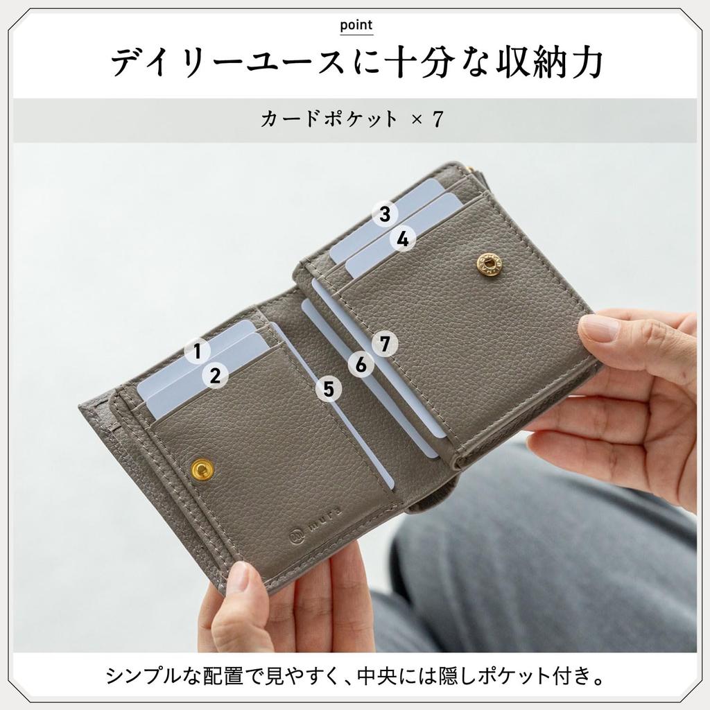 Женский мини-кошелек Mura Compact Bifold из натуральной кожи, (Серый)