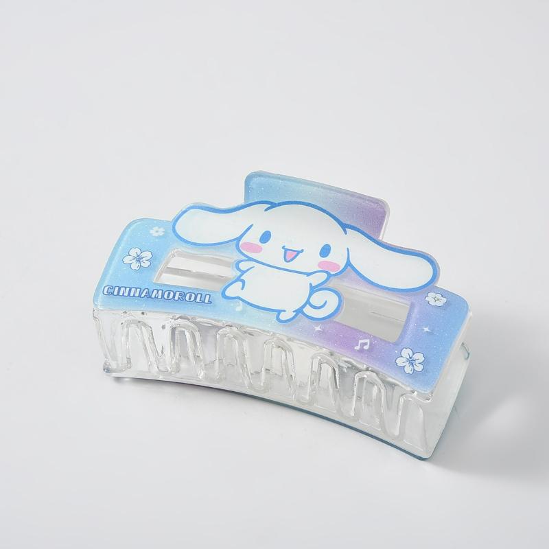 Акриловая заколка для волос с мультяшным дизайном Sanrio для девочек, милый аксессуар для волос, серия Cinnamoroll и Kuromi, прочная и нежная для ежедневного использования