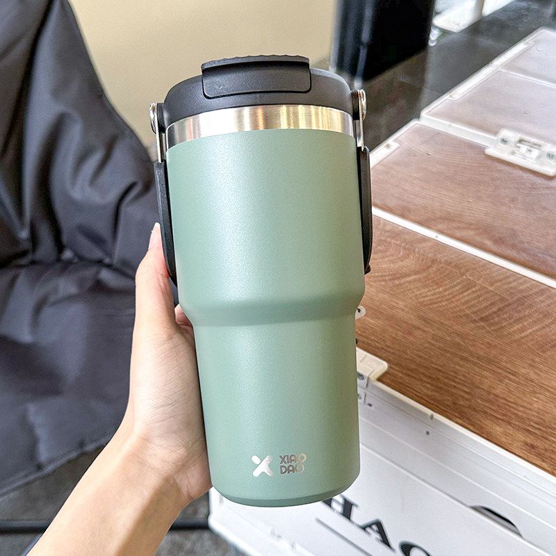 Large Capacity Vacuum Cup 2024 New Arrival Large Ice Cup Portable Vehicle-Borne Cup with Straw Summer Ins Traveling Vacuum Cup