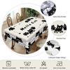 1 Piece Black And White Cat Pattern Tablecloth, Cute Cat Decoration Party Supplies Polyester Machine Washable Tablecloth With Lace, Suitable For Party