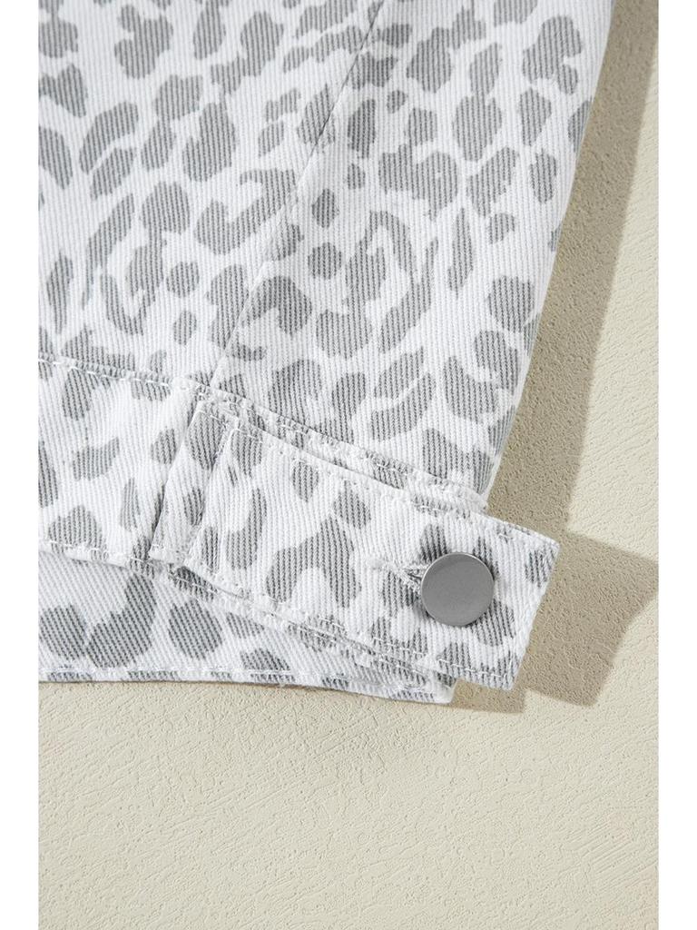 Женская джинсовая куртка Shi Ying 2025 с леопардовым принтом и отложным воротником - Модная европейская и американская зимняя верхняя одежда.