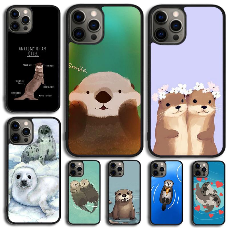 Cute cartoon otter Phone Case For iPhone 17 Air 15 16e 14 13 Pro Max Coque 12 11 Pro Max PLUS cover