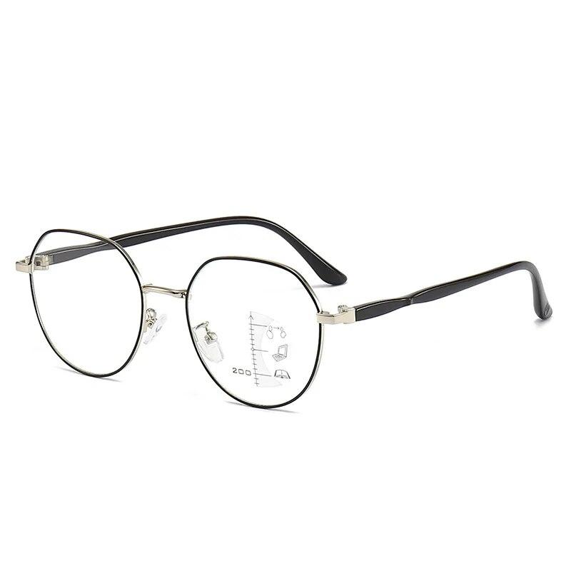 Retro Round Frame Reading Glasses Far And Near Dual-use Women Men Progressive Multi-focus Anti-blue Light Presbyopic Eyeglasses