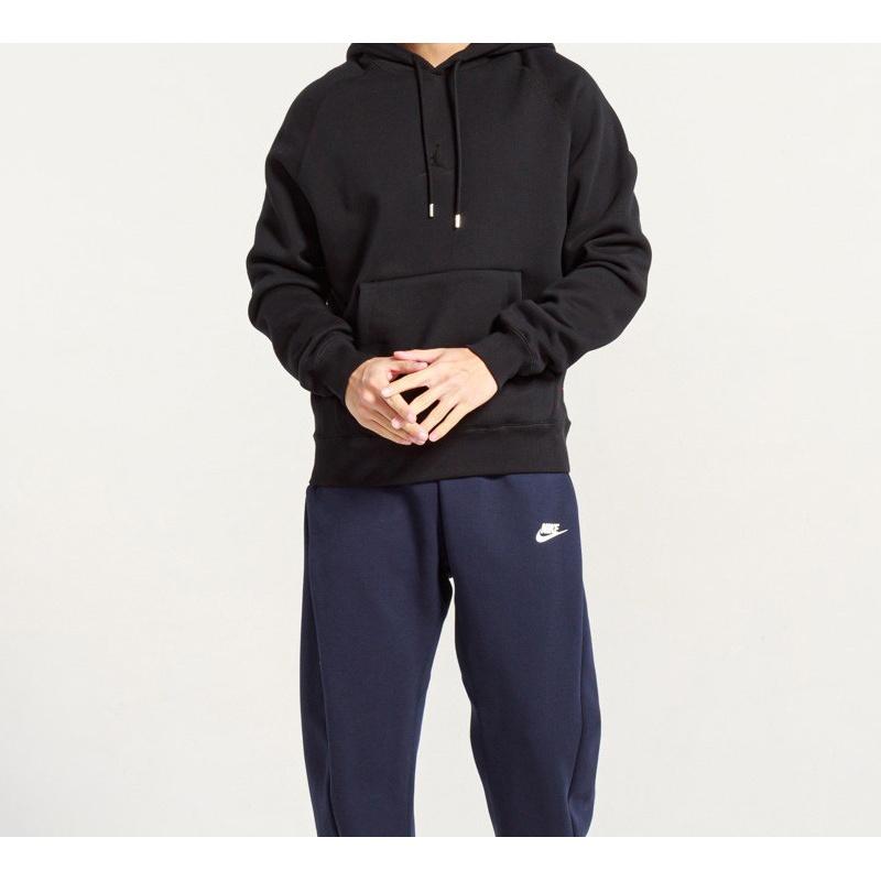 Мужской пуловер с вышивкой Air Jordan на флисовой подкладке и кулиской Черный CD8727-010
