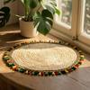 Corn Husk Placemat Heat Resistant Woven Table Mat Non-Slip and Colorful Tassels