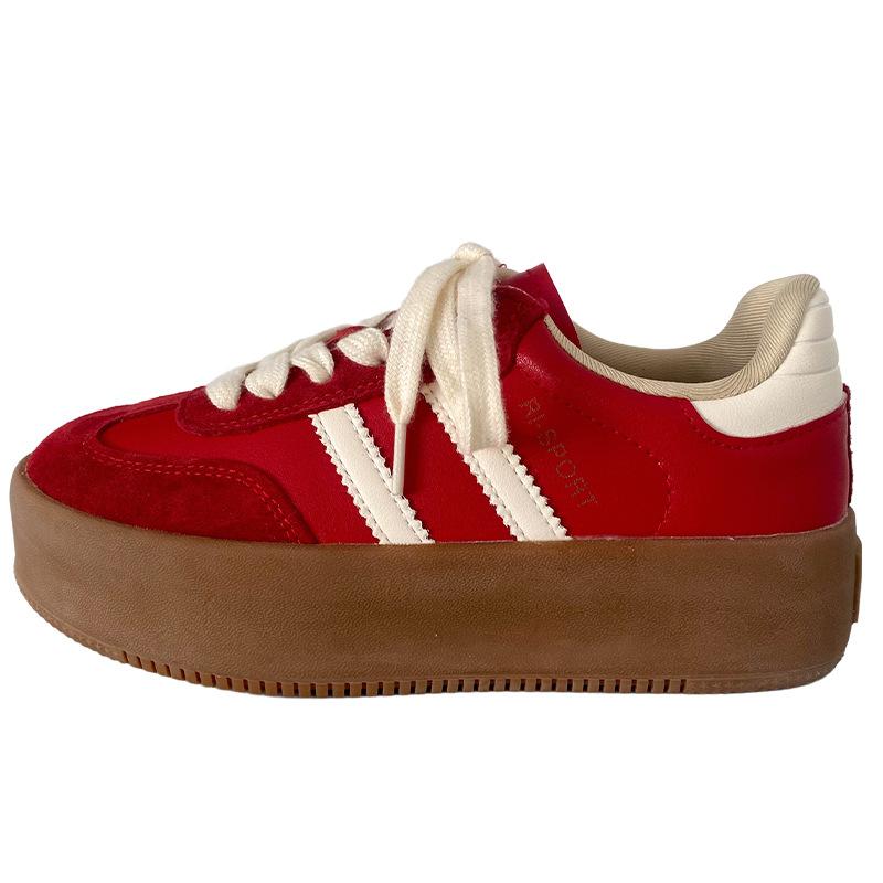 XY-A210 latex insole/thick sole heightening German training shoes women's board shoes little white shoes 2025 spring new round head