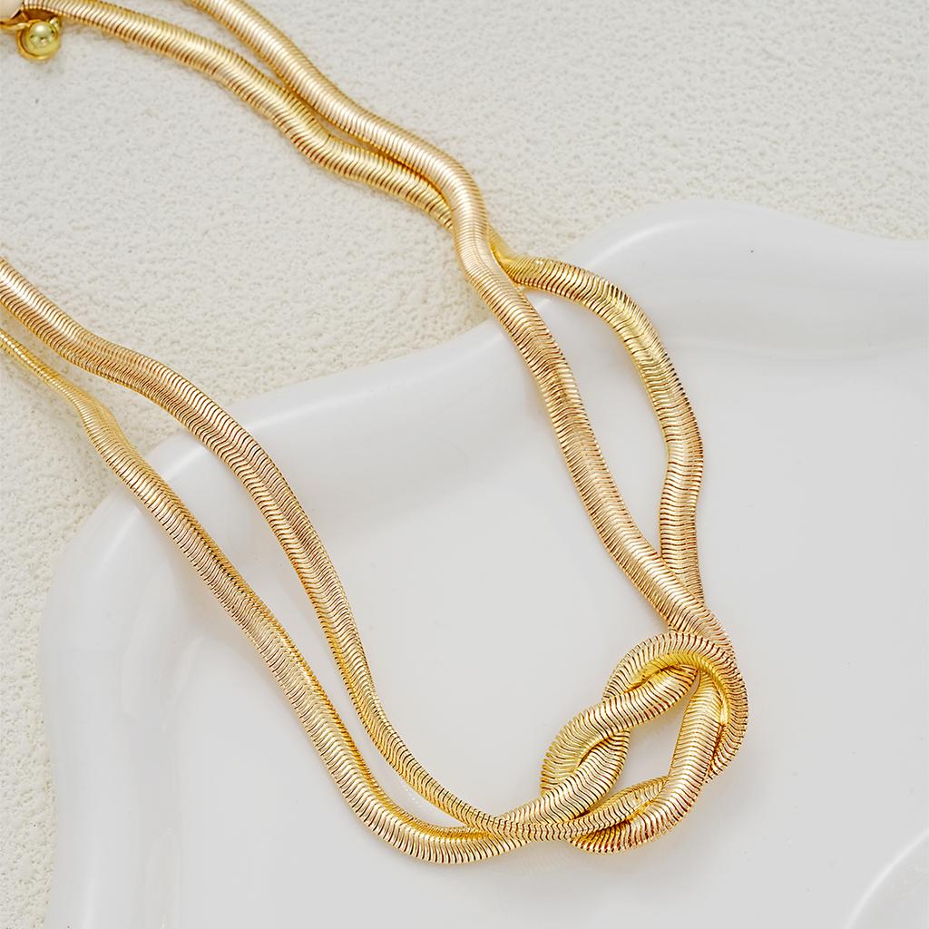 IF ME Золотой плетеный браслет-цепочка из змеиной кости, набор ожерелья, экологически чистая железная бижутерия, женский элегантный повседневный аксессуар для вечеринки, подарок