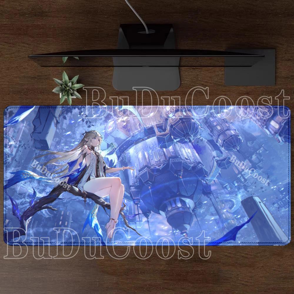 Коврик для мыши Cartethyia Wuthering Waves HD Печать Офисный Игровой Нескользящая основа Коврик для мыши Аниме девушка Клавиатура оверлок XXL Настольный коврик