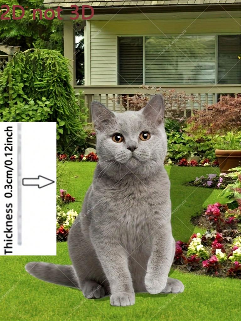1 шт. садовых колышков для кошек, выполненных в виде серых кошачьих животных для украшения уличных цветочных горшков, идеальный подарок для любителей кошек.