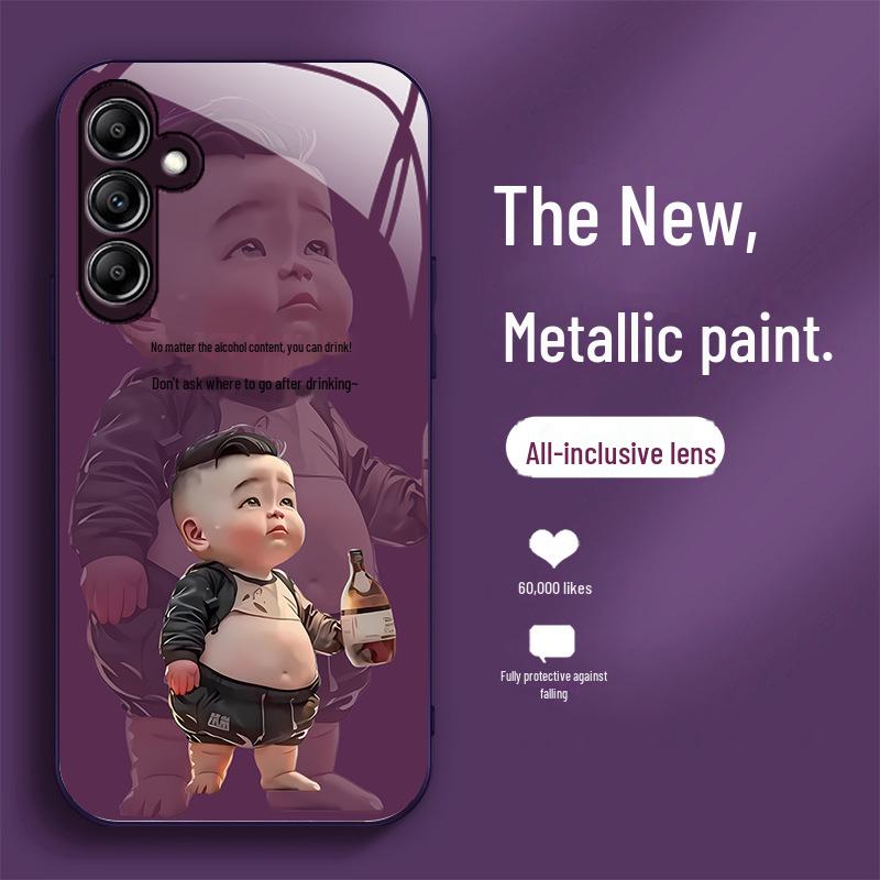 Защитный чехол из жидкого стекла для Samsung A34, A14, A20, A51, A32, S12 — полный комплект защиты от падений — мультяшный дизайн — идеально подходит для мужчин.