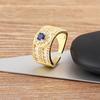 Nidin Wide Brand Zircon Circle Open Rings For Women Crystal Gold Plated Finger Charm Adjustable Wedding Birthday Jewelry Gift