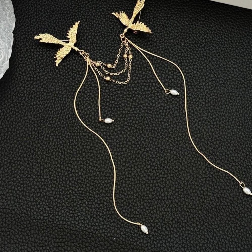 Vintage Phoenix Tassel Brooch Corsage Ornaments Chinese Style Brooch Pin Long Fringe Brooch  Decor