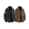 Men's Lapel Leather Jacket Men's Spring and Autumn American Trend Joker Multi-pocket Pu Leather Jacket Jacket